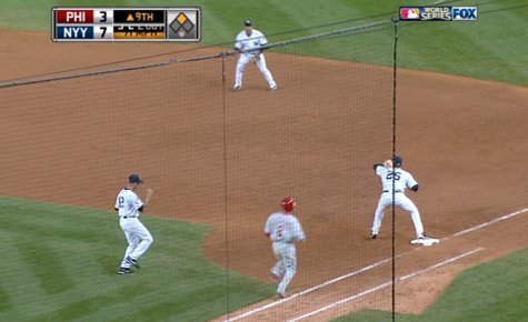 Cano...to Teixeira....Yankees win...the Yankees win!