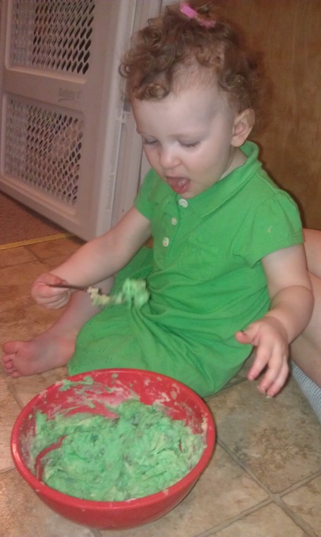 Hope and her green potatoes.