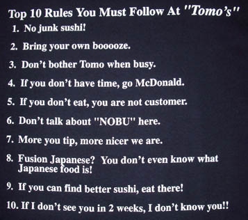 The rules at Tomos
